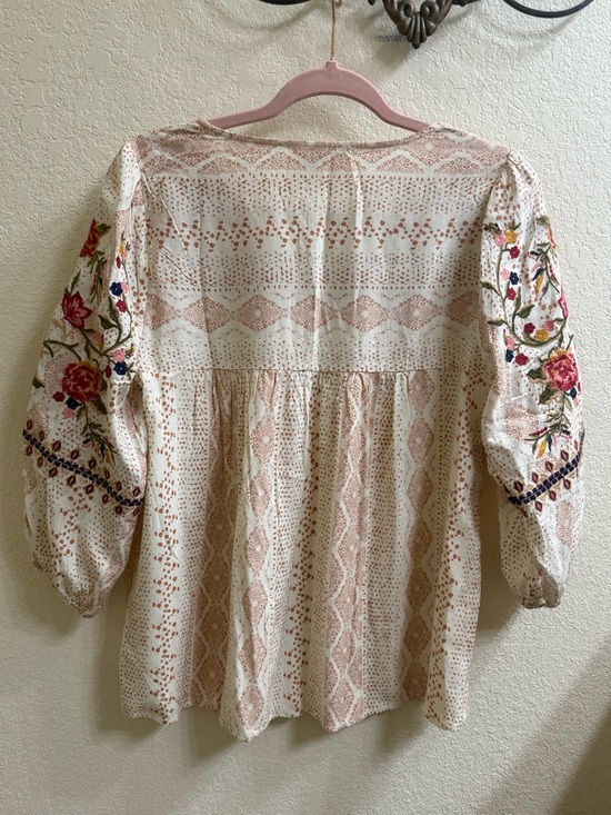 Savanna Jane Cream Embroidered Floral Boho Tunic - Picture 6 of 11